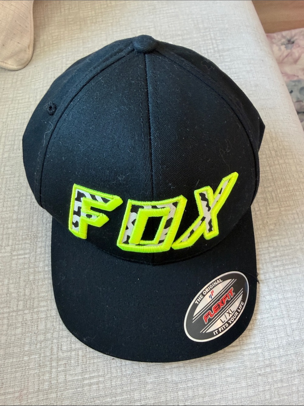 Fox Black Cap with Neon Yellow Embroidered FOX Logo